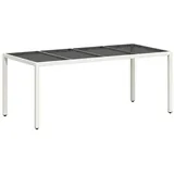 vidaXL Gartentisch mit Glasplatte Weiß 190x90x75 cm Poly Rattan