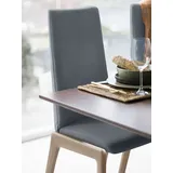 Polsterstuhl STRESSLESS "Laurel", blau (atlantic blau batick, schwarz), B:57cm H:105cm T:60cm, Leder BATICK: BATICK ist ein leicht korrigiertes, durchgefärbtes und genarbtes Möbelleder, bei dem die meisten Unebenheiten und Spuren in der Regel entfernt wurden., Stühle, Polsterstuhl, High Back, Größe M, mit abgerundeten Beinen in Schwarz