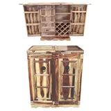 Marrakesch Orient & Mediterran Interior Orientalischer Hausbar Bartheke aufklappbar aus Massivholz Jiya Natur