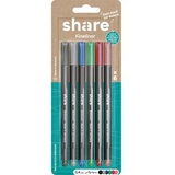 share 4-0006-6 Fineliner Schwarz, Grau, Blau, Grün, Rot, Orange 0.4mm 1 Set