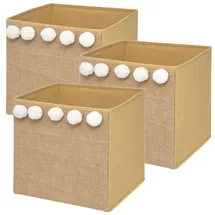 Wellhome Aufbewahrungsbox 29 x 29 x 29 cm 3-tlg. Beige/Braun