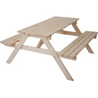MCW Biergarten-Garnitur Bergamo, Picknick-Set, Holz Gastronomie-Qualität massiv 148x150cm