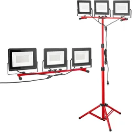 Vevor Baustrahler LED mit Stativ, 21000 Lumen, 6000-6500K Arbeitsleuchte mit drei Köpfen, Einzelschalter, und 3,3 m Netzkabel, für Baustellenbau im Innen- und Außenbereich, IP65 wasserdicht