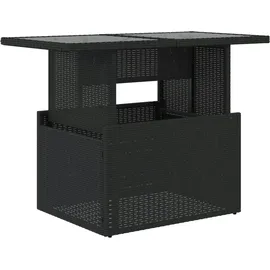 vidaXL Gartentisch mit Glasplatte Schwarz 100x55x73 cm Poly Rattan