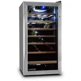 Klarstein Weinkühlschrank Vinamour 26 Uno, für 26 Standardflaschen á 0,75l,Wein Flaschenkühlschrank Weintemperierschrank Weinschrank Kühlschrank silberfarben