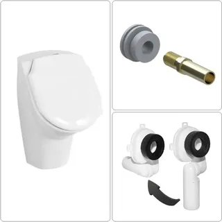 bb bäder boutique Keramik Urinalbecken mit Deckel und Hygiene-Glasur, Ablaufgarnitur und Zulaufgarnitur, Zulauf hinten