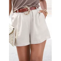 LASCANA Webshorts, mit Taschen, Leinenhose, Sommerhose mit Gürtelschlaufen, modisch LASCANA sand 40
