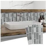 Agger Fliesenaufkleber Küchen Fliesenaufkleber, 10 Stück Mosaik Fliesenaufkleber 17x23cm grau