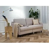 Bestmobilier - Cosmos - 3-sitzer schlafsofa - tägliche schlafgelegenheit matratze 11 cm - aus stoff - beige