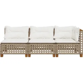 vidaXL Gartensofa 3-Sitzer Loungesofa beige