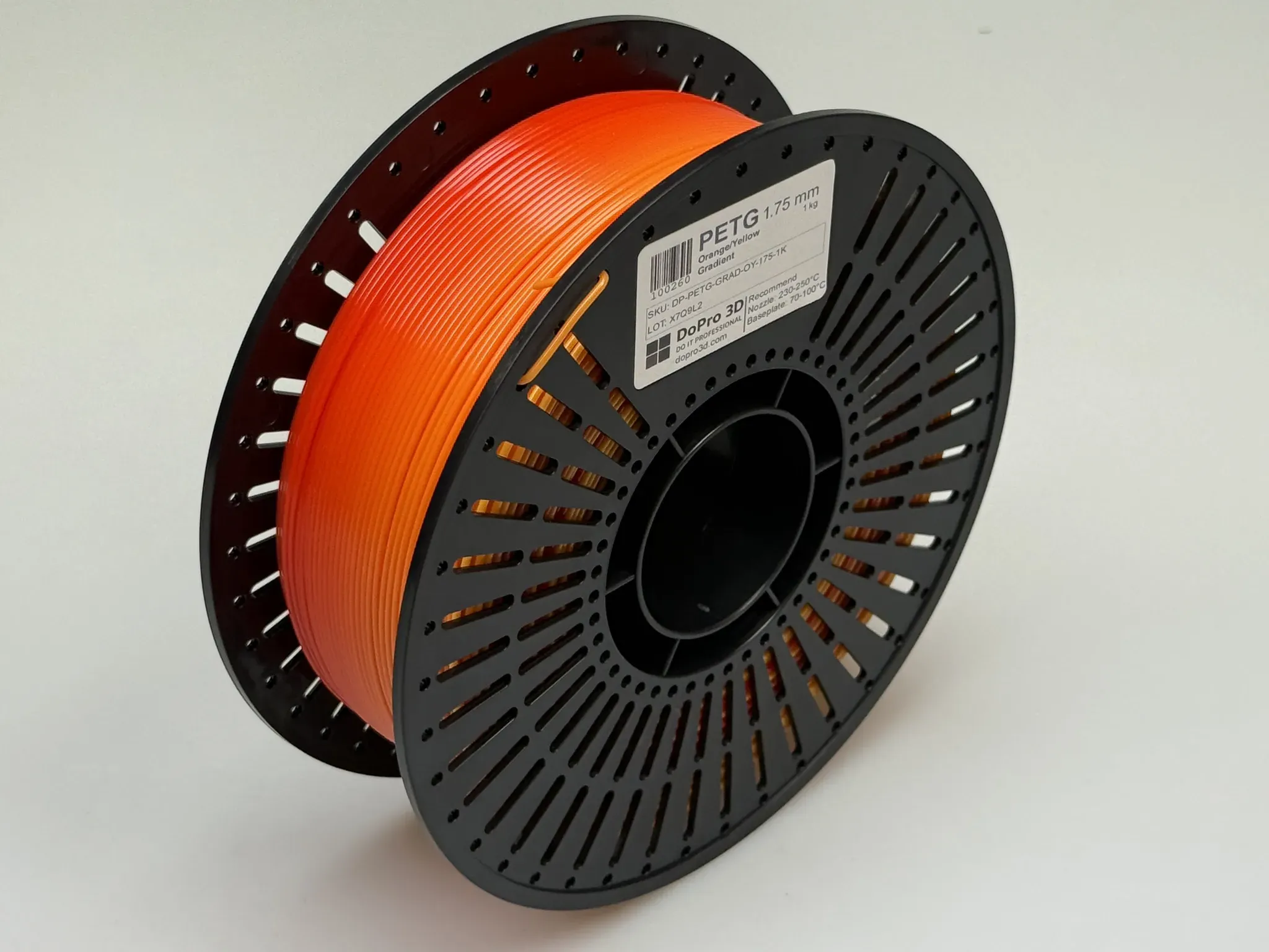 DoPro 3D PETG Filament Sunset Orange Yellow Gradient – Nexyl Class – 1,75 mm – 1,0 kg