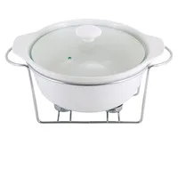 Kamille Speisewärmer aus Keramik 2,3 L Chafing Dish Buffet-Set Keramik-Chafer Buffetwärmer Warmhaltebehälter