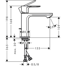 Hansgrohe Rebris 110 mit Zugstangen-Ablaufgarnitur Mattschwarz