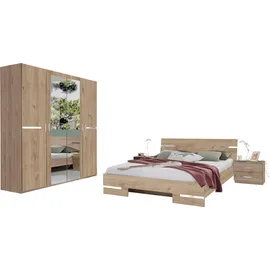 WIMEX Komplettschlafzimmer "Anna", braun (artisan eiche nachbildng, absetzung chrom), B/H: 180cm x 200cm, Holzwerkstoff, Schlafzimmermöbel-Sets, Spar Set