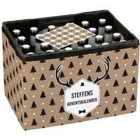 Herz & Heim® Ultimativer Männer Adventskalender - DIY - Banderole für Bierkasten und 24 Aufkleber für Kronkorken Braun