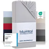 Blumtal® Basics Spannbettlaken 180x200cm Jersey im 2er Set - Bettlaken 180x200 Baumwolle - Oeko-TEX zertifiziertes Spannbettlaken 180x200cm Baumwolle - Spannleintuch 180x200 - Moonlight Grey - Grau