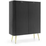 Deine Möbel 24 MODERNO 103 x 129 x 39 cm Schwarz / Gold / Weiß / Beige
