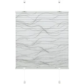 GARDINIA EASYFIX Katy Wave Plissee ohne Bohren, Zum Klemmen, Blickdichtes Falt-Rollo, Inkl. Aller Montage-Teile, 2 Bedienschienen, weiß, 1 Stück - weiss