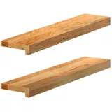 vidaXL Fensterbank 70 x 15 x 2 cm 2 Stk Massivholz Eiche hellbraun