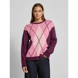 More & More Relaxed Fit Pullover in Strick-Optik, Bordeaux, 38
