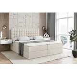 altdecor Boxbett VIONE (Multipocket-Matratze H4. H3 Matratze Bonellfederung. Topper. Polsterbett mit Bettkasten, Bett mit Sta... - Creme