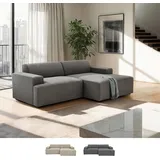 Sofa modernes Design 3-Sitzer mit rechtem Liegesessel aus Stoff Toliman - Dunkel Grau - Grau