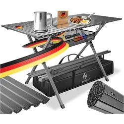 KESSER® Campingtisch 145x70cm   100 kg Traglast   Aluminium   Wetterfest   Ultraleicht & faltbar mit Transporttasche – ideal für Camping, Garten & Outdoor-Abenteuer