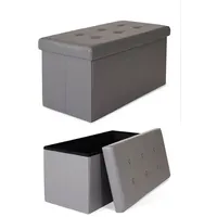 tavora Sitzhocker mit Stauraum Kunstleder 76 x 38 x 38 cm Grau