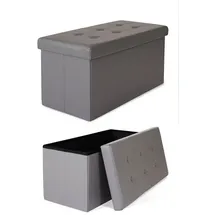 tavora Sitzhocker mit Stauraum Kunstleder 76 x 38 x 38 cm Grau