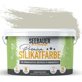 SEEBAUER diy Silikatfarbe Hellbraun 10L für Innen (No. 665 Khaki Fruit) Atmungsaktive Mineralfarbe für Allergiker - Abwaschbare Wandfarbe - Brauntöne hohe Deckkraft