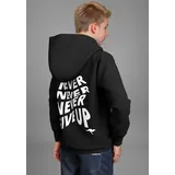 KangaROOS Kapuzensweatshirt Spruch: NEVER GIVE UP schwarz 128/134