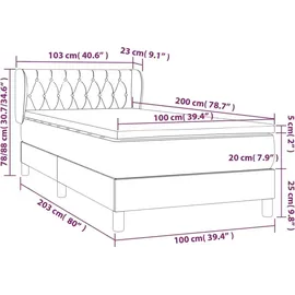 vidaXL Boxspringbett 100 x 200 cm Dunkelbraun