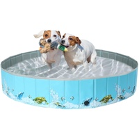 COMSLE Hundepool fur Große Kleine Hunde,80/120/ 160CM Faltbar Hunde Planschbecken, Tragbar & Eco-Friendly PVC Hunde Pool, Ozean