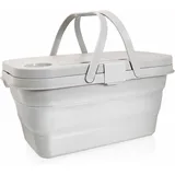 Bituxx - Picknickkorb faltbar mit Deckel Picknicktisch picnic basket Einkaufskorb Camping Korb (Beige)