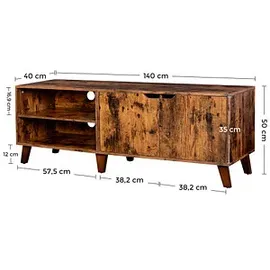 VASAGLE LTV027X01 Lowboard 140,0 x 40,0 x 50,0 cm Braun Spanplatte