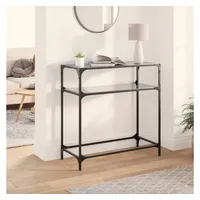 VidaXL Konsolentisch mit Glasplatte Schwarz 80x35x81 cm Stahl