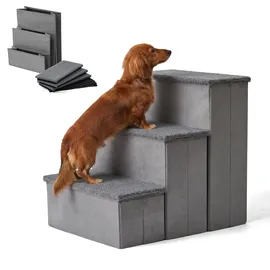Relaxdays Hundetreppe 3 Stufen Grau 40 cm x 54 cm x 48 cm