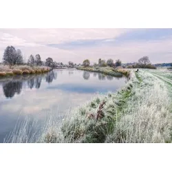 Fototapete PAPERMOON "Fluss durch Schneelandschaft", bunt, B:3,00m L:2,23m, Vlies, Tapeten