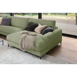 KAWOLA Sofa CARA Wohnlandschaft U-Form Cord olivgrün Longchair rechts