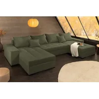 riess-ambiente Wohnlandschaft LODGE 315 cm grün – Cord, Couch mit Schlaffunktion & Bettkasten, Einzelartikel 1 Teile, komfortables XXL-Sofa mit Federkern – ideal fürs moderne Wohnzimmer grün