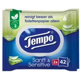 Tempo Feuchte Toilettentücher sanft & sensitiv, Aloe Vera, = 2 x 42 Tücher,