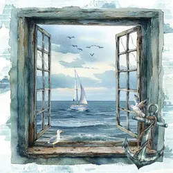 ti-flair 20 Servietten Papier 33x33cm 3-lagig - hochwertige Einweg Papierservietten maritime Tischdeko für Feiern Hochzeit Geburtstag Brunch Fenster Meerblick
