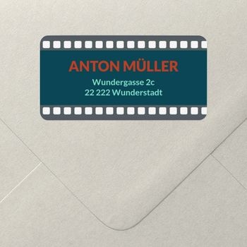 Adressaufkleber (5 Karten) selbst gestalten, Filmplakat in Petrol - Blau