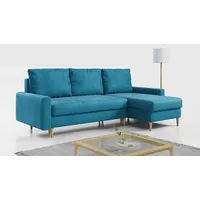 MKS MEBLE Ecksofa - L-Form Sofa mit Schlaffunktion - Wohnlandschaft L Form, Ecksofa mit Schlaffunktion und Bettkasten, Schlafsofa mit Bettkasten, Couch mit Schlaffunktion - Türkis LANG