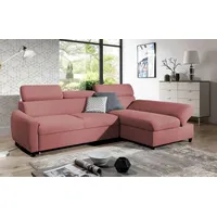 Fun Möbel Ecksofa Schlafsofa Sofa ANTON XS in Stoff Esito, Inkl. Bettkasten, Rundumbezug rosa