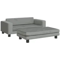 vidaXL Kindersofa mit Hocker Hellgrau 100x50x30 cm Samt