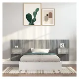 vidaXL Kopfteil mit Nachttischen Grau Sonoma Holzwerkstoff