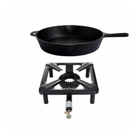 Paella World Hockerkocher Gaskocher 7 kW mit Gusseisenpfanne Ø 35 cm