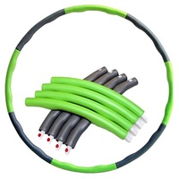Bayli Hula Hoop Reifen für Erwachsene | gepolsterter Bauchtrainer aus Schaumstoff [Grün/Grau] - Gewichtsabnahme mit Fitness Ring | Einstellbarer Durchmesser des Gymnastikreifen | 8 Teilig abnehmbar