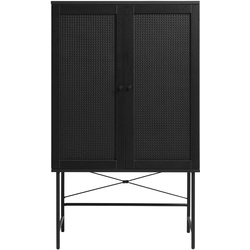 Highboard Pensacola Rattan & Geflecht Schwarz